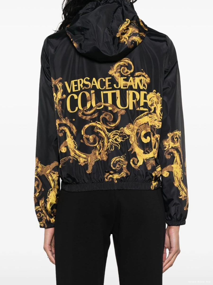 Cheap Jeans jacket Women Versace Barocco-print hooded Couture 0803